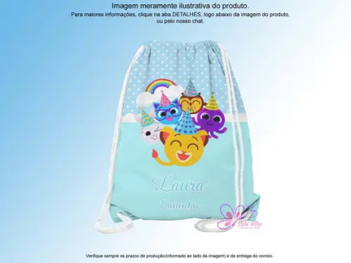 Mochilinha Personalizada 19x28cm Bolofofos