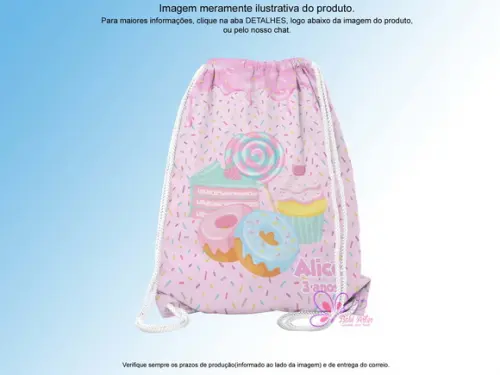 Mochilinha Personalizada 19x28cm Confeiteira