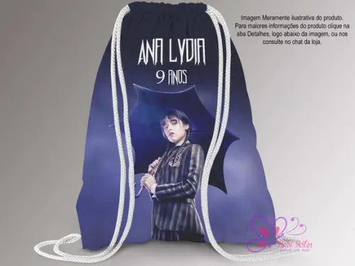 Mochila Saco Personalizada 25x35cm Wandinha
