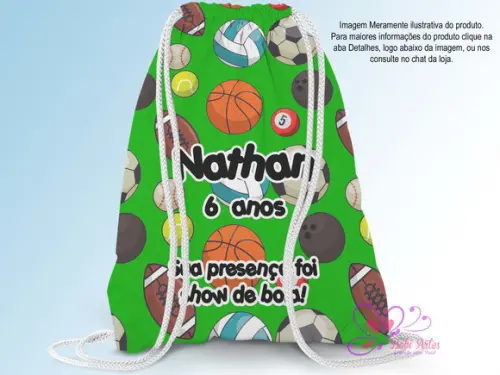 Mochila Saco Personalizada 25x35cm Futebol