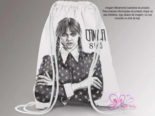 Mochila Saco Personalizada 25x35cm Wandinha