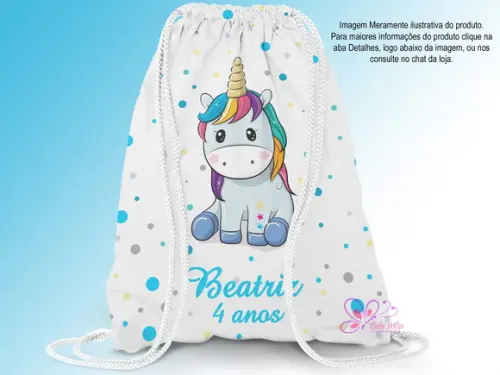 Mochila Saco Personalizada 25x35cm Unicórnio