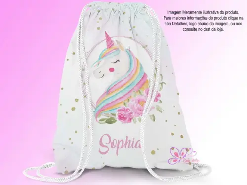 Mochila Saco Personalizada 25x35cm Unicórnio