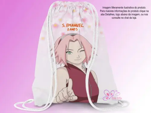 Mochila Saco Personalizada 25x35cm Naruto Haruno