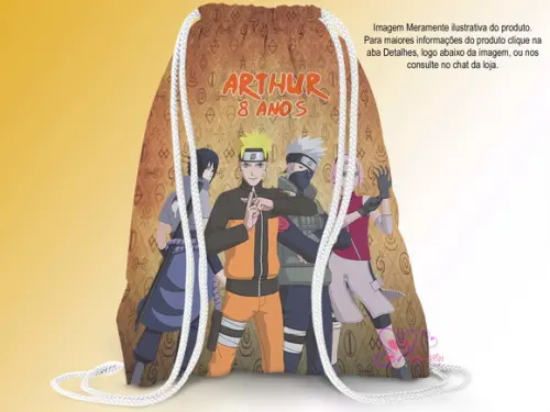 Mochila Saco Personalizada 25x35cm Naruto