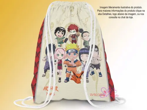 Mochila Saco Personalizada 25x35cm Naruto