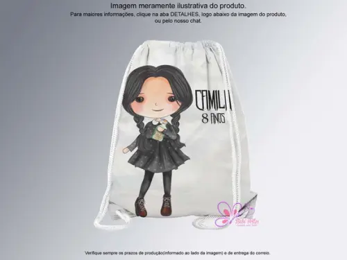 Mochilinha Personalizada 19x28cm Wandinha