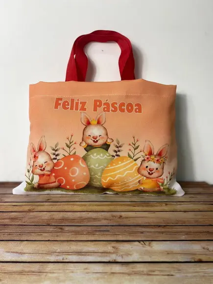 Sacolinhas Ecobag Personalizadas 28x19cm Páscoa
