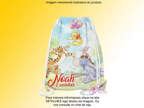 Mochilinha Personalizada 19x28cm Ursinho Pooh