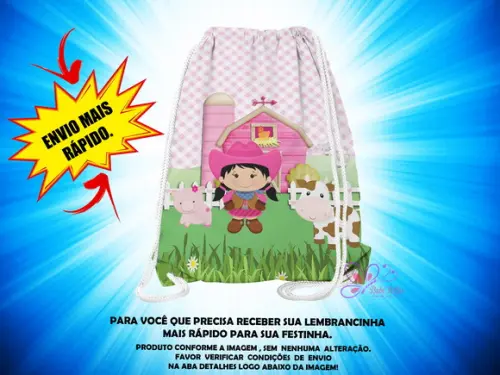 Mochilinha Fazendinha Rosa ( Envio + Rápido )