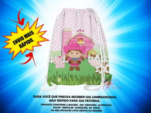 Mochilinha Fazendinha Rosa ( Envio + Rápido )