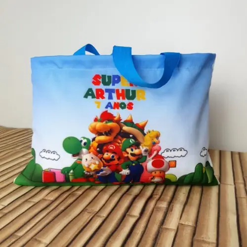 Sacolinhas Ecobag Personalizadas 28x19cm Mario Bros