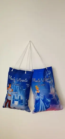 Sacolinhas Ecobag Personalizadas Princesas Alça Ilhos