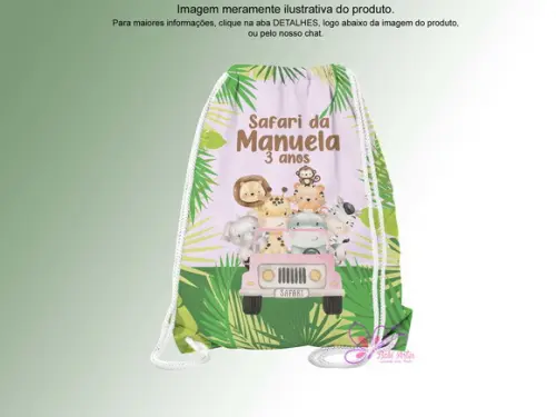 Mochilinha Personalizada Safari Rosa Aquarela