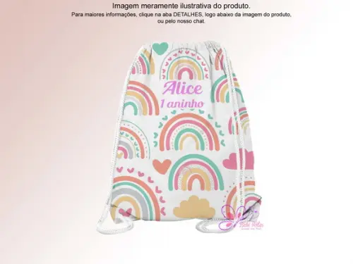 Mochilinha Personalizada Arco Iris Boho