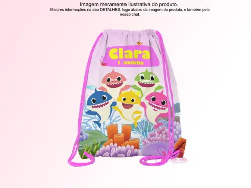 Mochilinha Personalizada Baby Shark Rosa