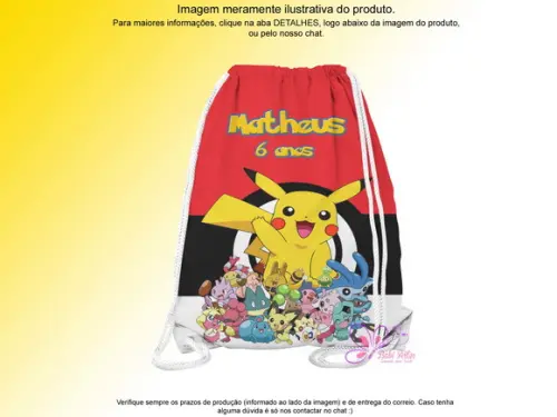 Mochilinha Personalizada 19x28cm Pokemon