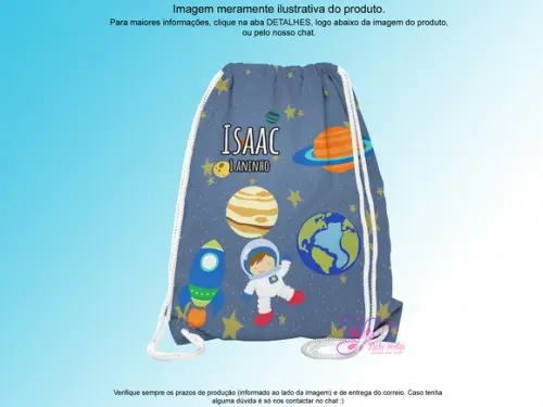 Mochilinha Personalizada 19x28cm Astronauta