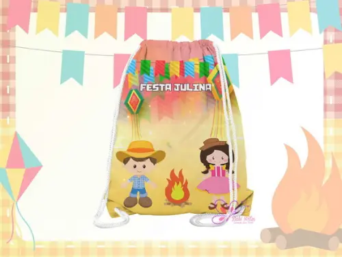Mochilinha Personalizada 19x28cm Festa Julina