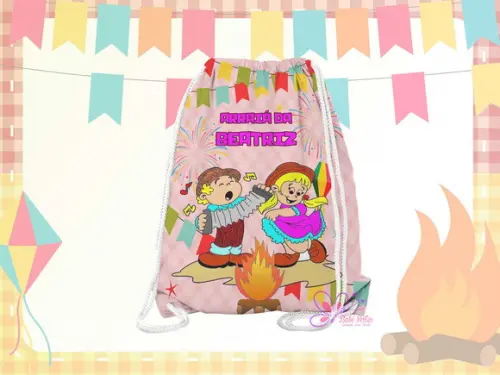 Mochilinha Personalizada 19x28cm Festa Julina