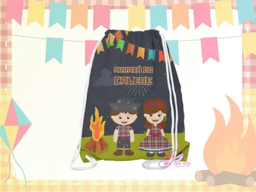 Mochilinha Personalizada 19x28cm Festa Julina