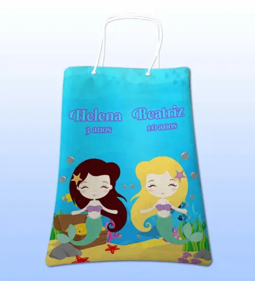 Sacolinhas Ecobag Personalizadas a Pequena Sereia Cute