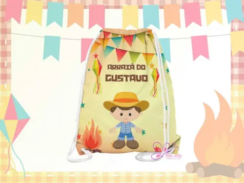 Mochilinha Personalizada 19x28cm Festa Julina