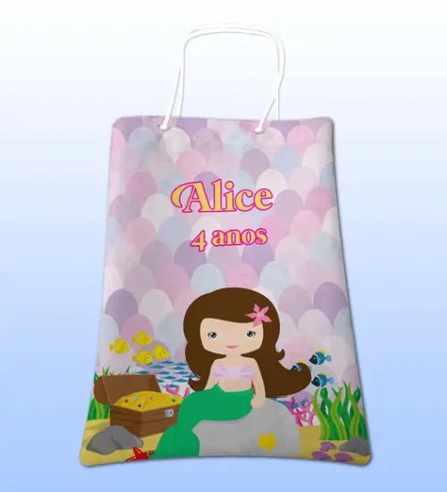 Sacolinhas Ecobag Personalizadas a Pequena Sereia Cute