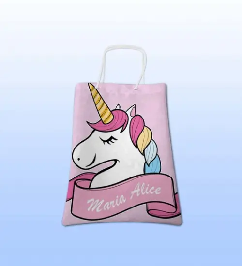 Sacolinhas Ecobag Personalizadas Unicórnio Menino.