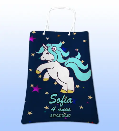 Sacolinhas Ecobag Personalizadas Unicórnio Menino