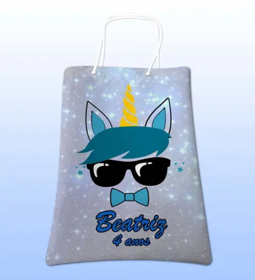 Sacolinhas Ecobag Personalizadas Unicórnio Menino