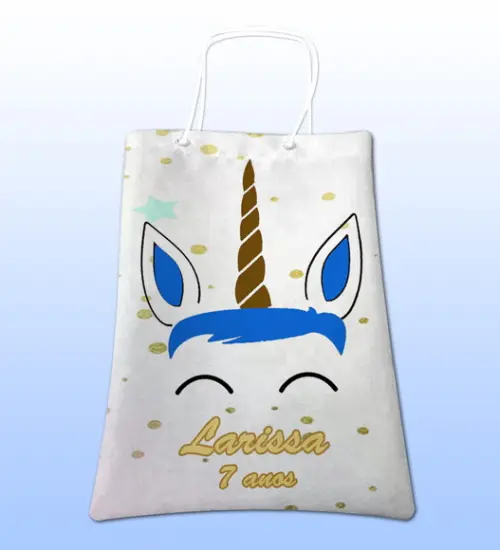 Sacolinhas Ecobag Personalizadas Unicórnio Menino