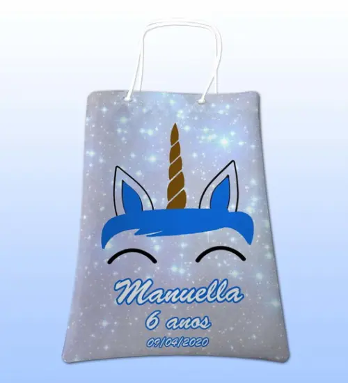 Sacolinhas Ecobag Personalizadas Unicórnio Menino