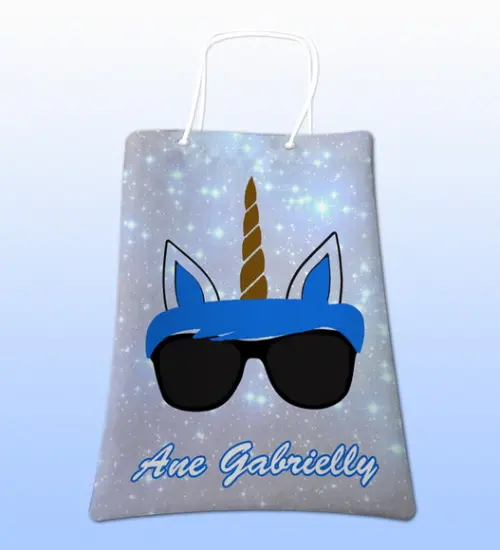Sacolinhas Ecobag Personalizadas Unicórnio Menino.
