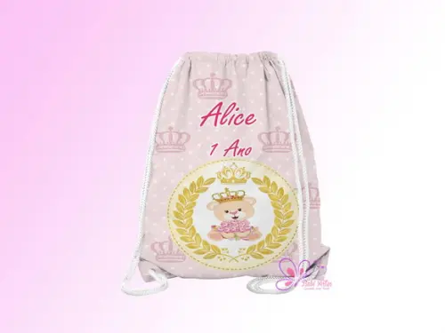 Mochilinha Personalizada Ursinha Realeza