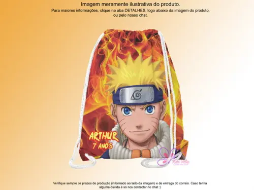 Mochilinha Personalizada Naruto