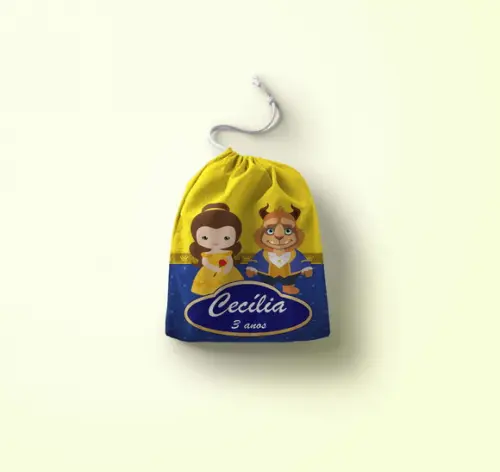 Saquinho Surpresa Personalizado 15x20cm a Bela e a Fera Cute