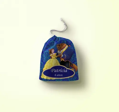Saquinho Surpresa Personalizado 15x20cm a Bela e a Fera