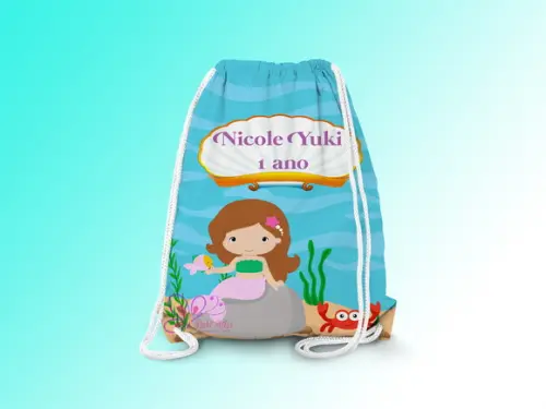 Mochilinha Personalizada a Pequena Sereia Cute