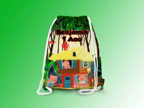 Mochilinha Personalizada 3 Porquinhos