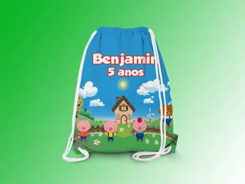 Mochilinha Personalizada 3 Porquinhos