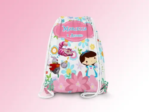 Mochilinha Personalizada Alice no Pais das Maravilhas Cute