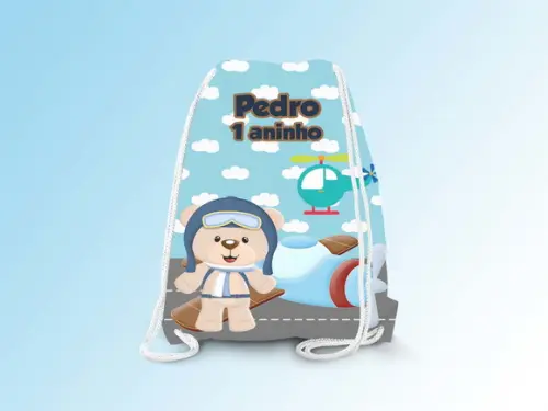 Mochilinha Personalizada Ursinho Aviador