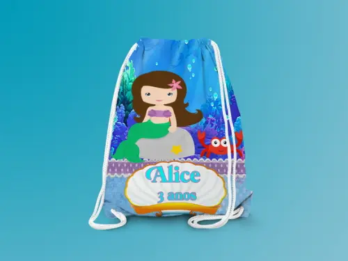 Mochilinha Personalizada a Pequena Sereia Cute