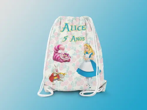 Mochilinha Personalizada Alice no Pais das Maravilhas