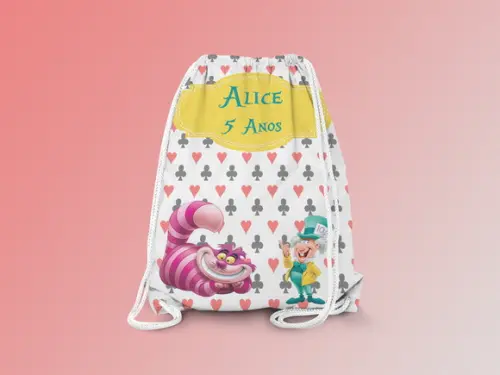 Mochilinha Personalizada Alice no Pais das Maravilhas