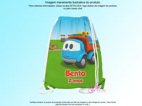 Mochilinha Personalizada 19x28cm Léo Caminhão