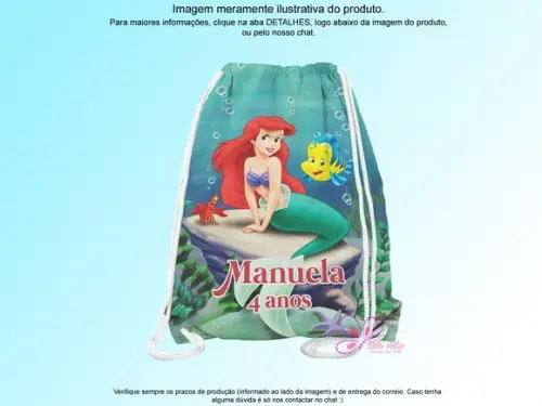 Mochilinha Personalizada a Pequena Sereia