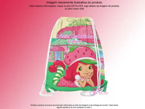 Mochilinha Personalizada 19x28cm Moranguinho