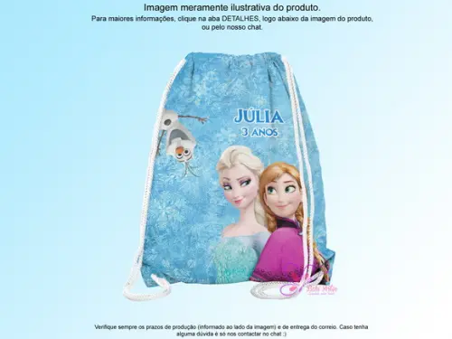 Mochilinha Personalizada 19x28cm Frozen